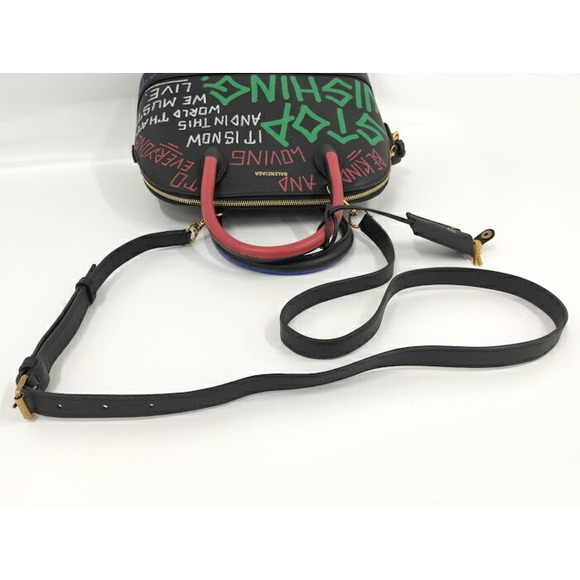 Balenciaga Graffiti Leather 2way Handbag Black - Picture 4 of 10